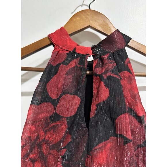 ALEXA B NITES Shimmery Rose Printed Maxi Length Halter Neck Formal Party Dress - Picture 4 of 6